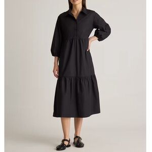 QUINCE 100% Organic Cotton Poplin Midi Tunic Dress